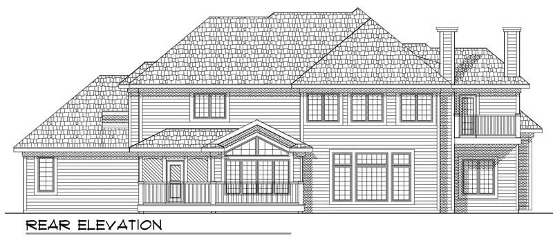 Home Plan Rear Elevation of this 4-Bedroom,3313 Sq Ft Plan -101-1112