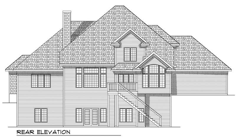 Home Plan Rear Elevation of this 4-Bedroom,3580 Sq Ft Plan -101-1124