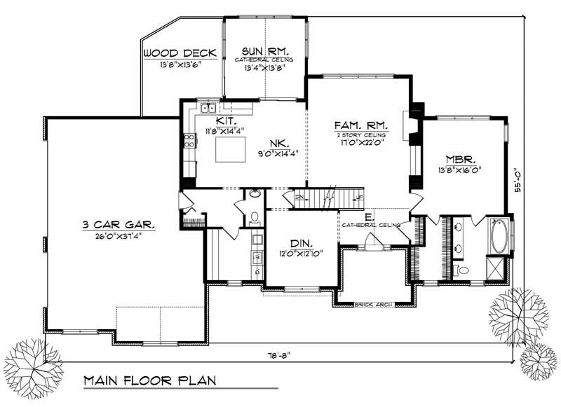 Floor Plan First Story of European Plan #101-1125