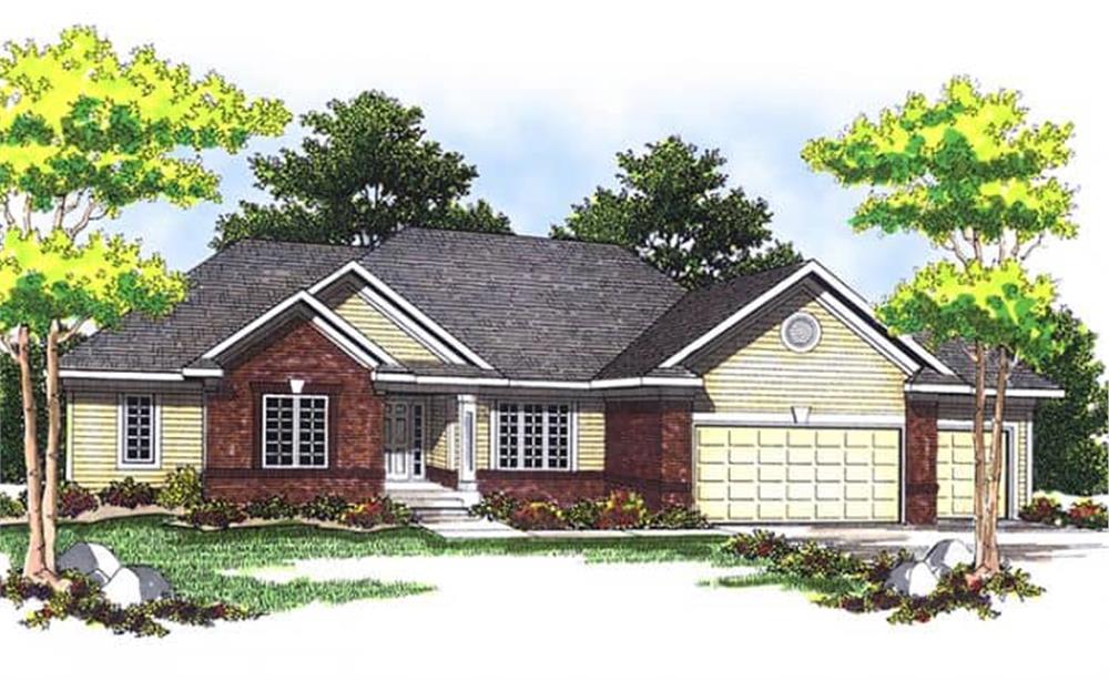 Front elevation of Ranch home (ThePlanCollection: House Plan #101-1130)