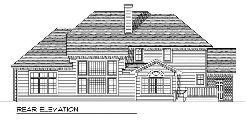 Home Plan Rear Elevation of this 4-Bedroom,3521 Sq Ft Plan -101-1132
