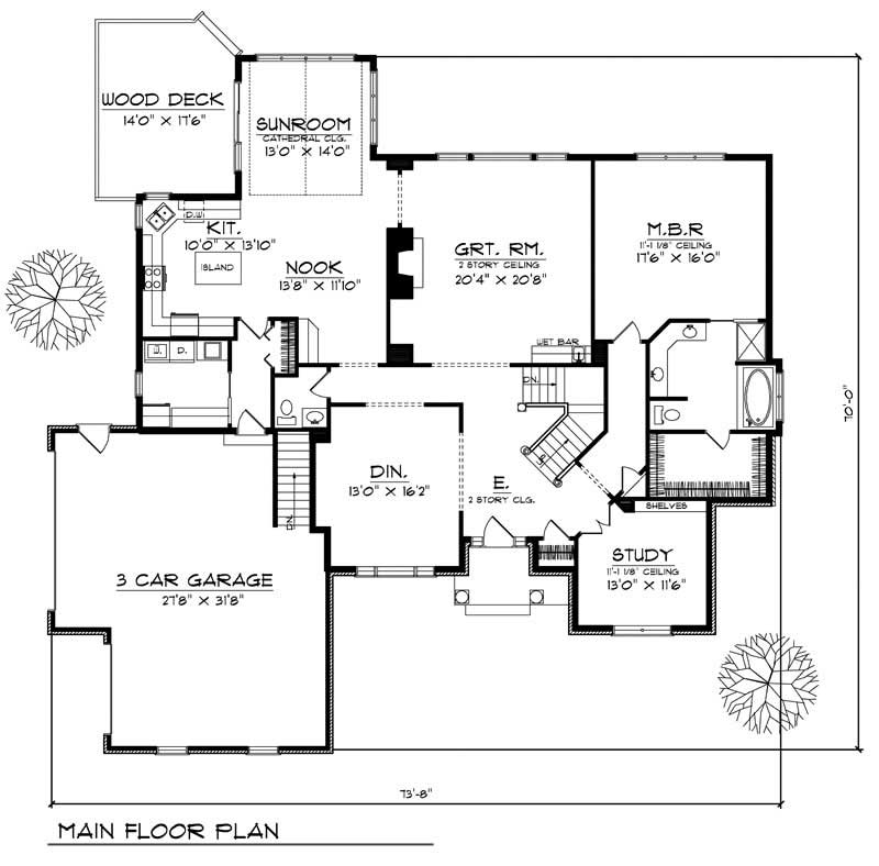 Floor Plan First Story of European Plan #101-1132