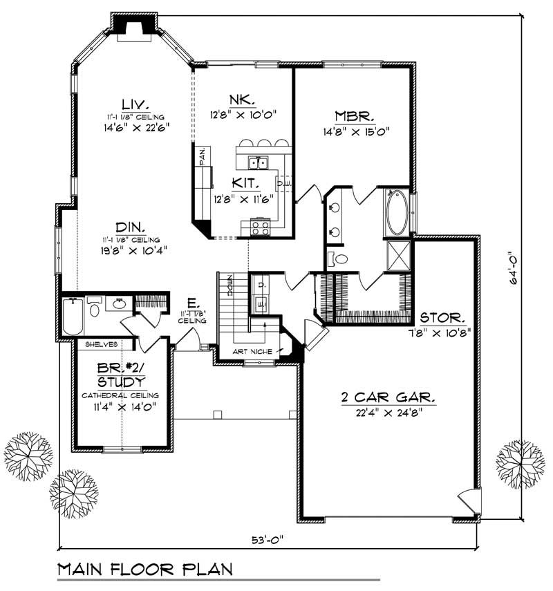 Floor Plan First Story of Ranch Plan #101-1141
