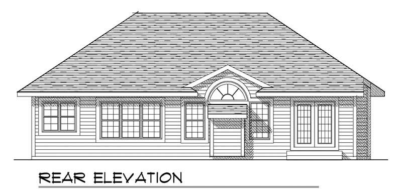 Home Plan Rear Elevation of this 2-Bedroom,1381 Sq Ft Plan -101-1142