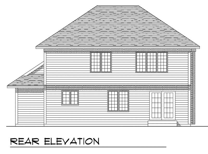 Home Plan Rear Elevation of this 4-Bedroom,2142 Sq Ft Plan -101-1143