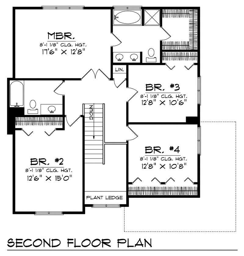 Floor Plan Second Story of Country Plan #101-1143