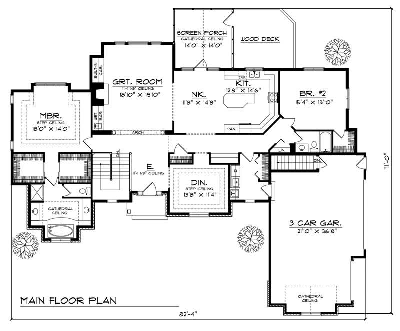 Floor Plan First Story of Craftsman Plan #101-1151