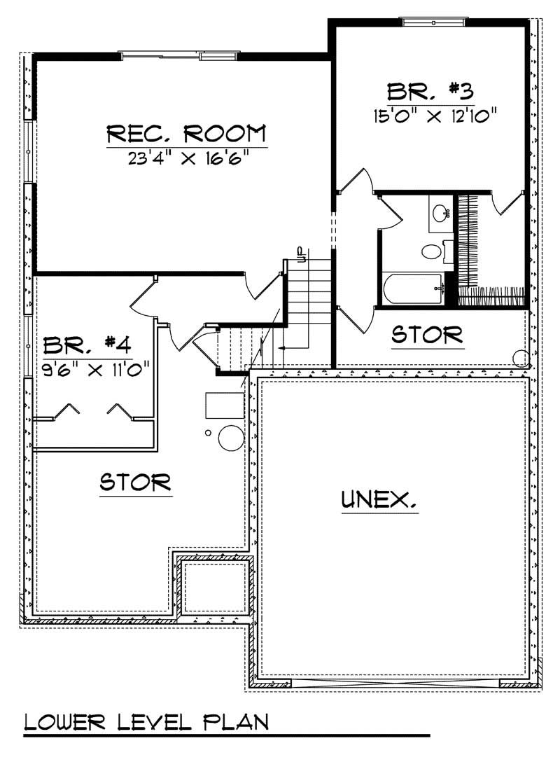 Floor Plan Basement of Ranch Plan #101-1165