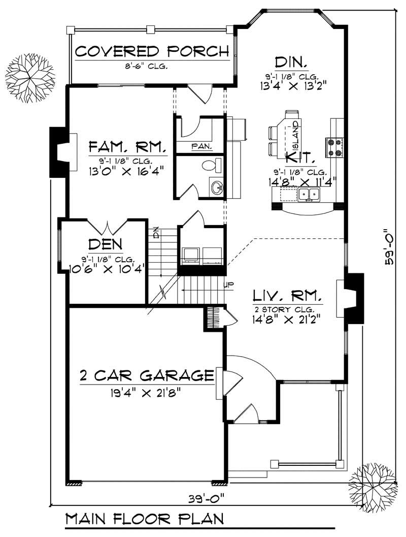 Floor Plan First Story of Ranch Plan #101-1175