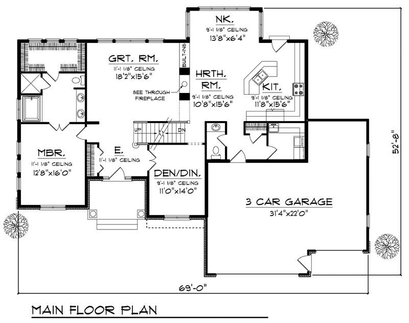 Floor Plan First Story of European Plan #101-1177