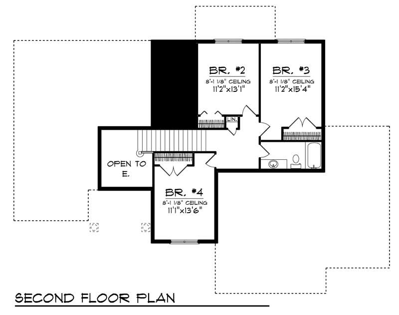 Floor Plan Second Story of European Plan #101-1177