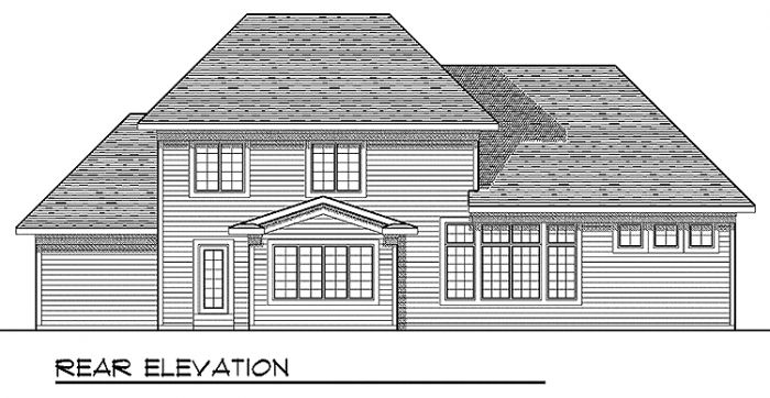 Home Plan Rear Elevation of this 4-Bedroom,2498 Sq Ft Plan -101-1177