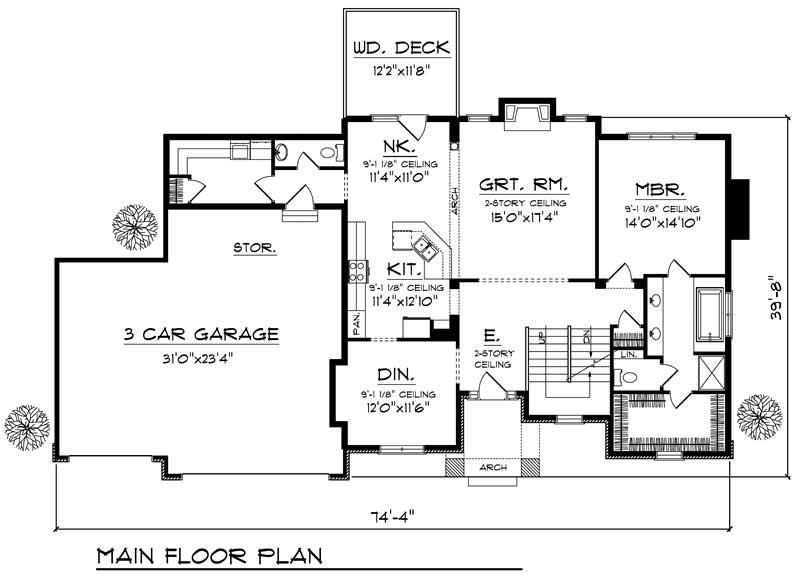 Floor Plan First Story of European Plan #101-1181