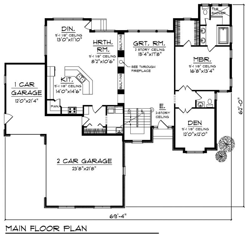 Floor Plan First Story of Ranch Plan #101-1183