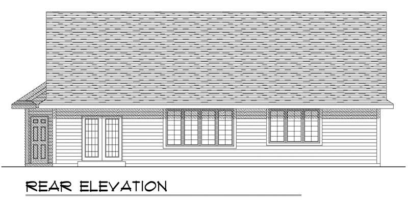 Home Plan Rear Elevation of this 3-Bedroom,1508 Sq Ft Plan -101-1187