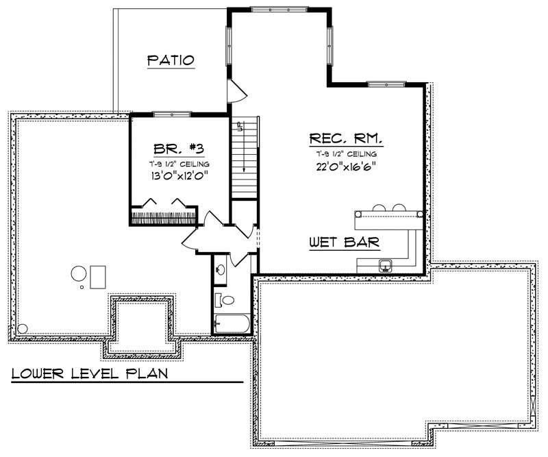 Floor Plan Basement of Ranch Plan #101-1191