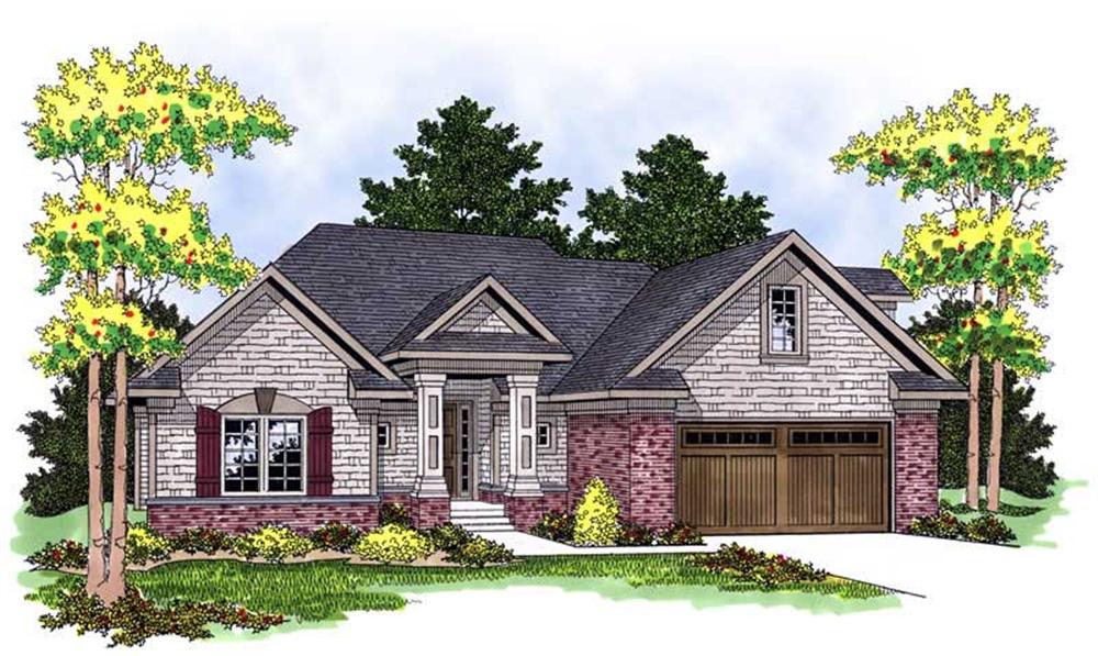 Front elevation of Transitional home (ThePlanCollection: House Plan #101-1195)