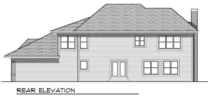 Home Plan Rear Elevation of this 4-Bedroom,2596 Sq Ft Plan -101-1196
