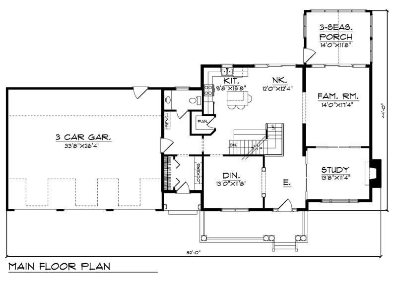 Floor Plan First Story of Country Plan #101-1208
