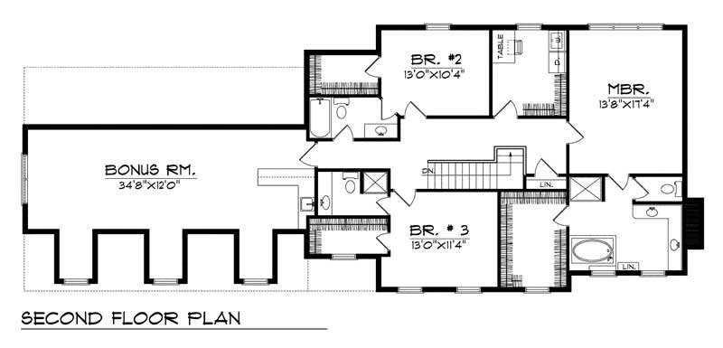 Floor Plan Second Story of Country Plan #101-1208