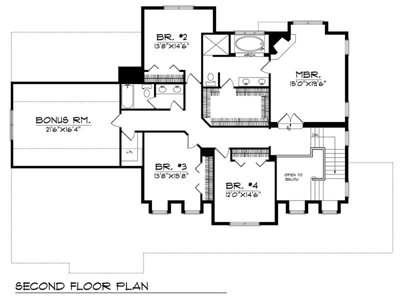 Floor Plan Second Story of Country Plan #101-1215