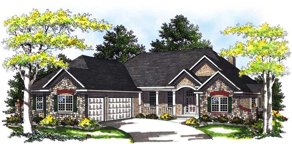 Front elevation of Ranch home (ThePlanCollection: House Plan #101-1238)