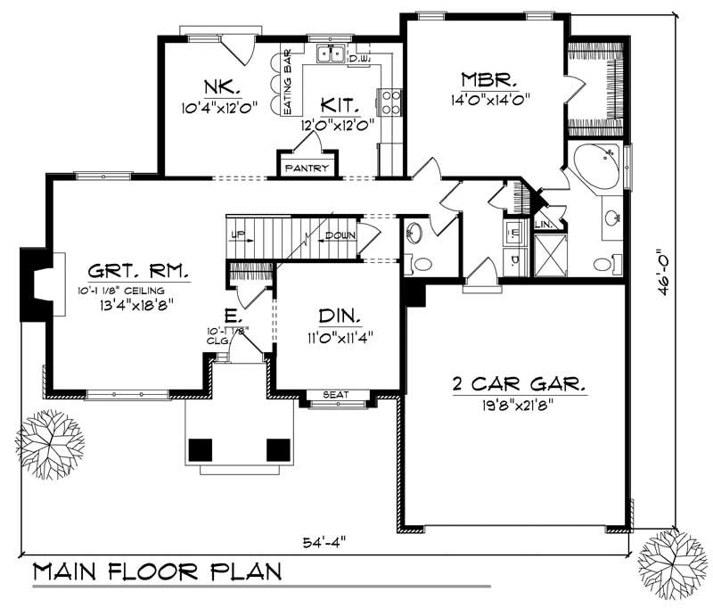 Floor Plan First Story of Craftsman Plan #101-1243