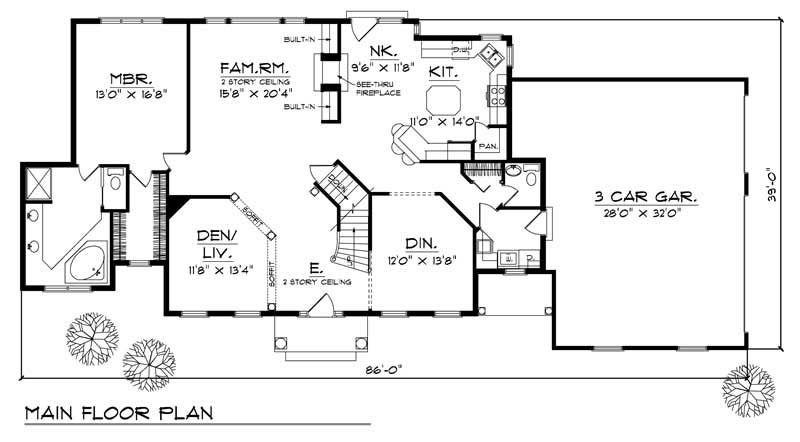 Floor Plan First Story of Country Plan #101-1252