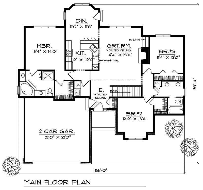 Floor Plan First Story of Country Plan #101-1253