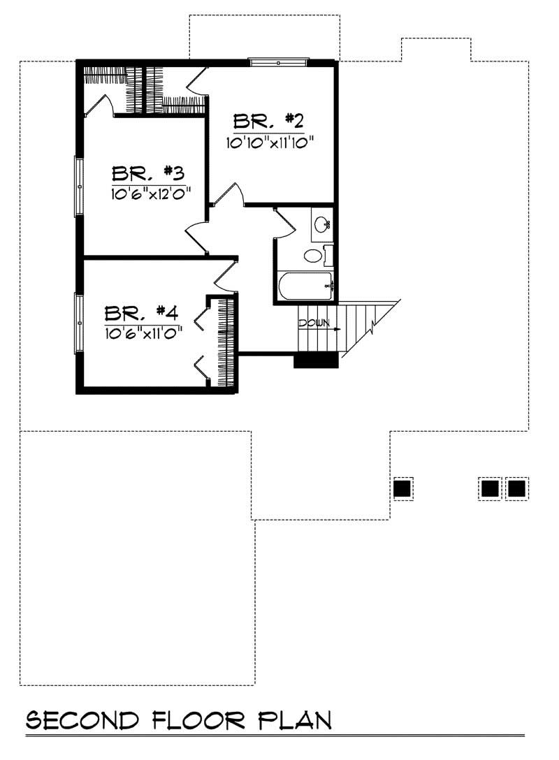 Floor Plan Second Story of Ranch Plan #101-1255