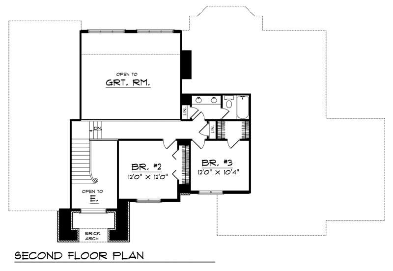 Floor Plan Second Story of European Plan #101-1260