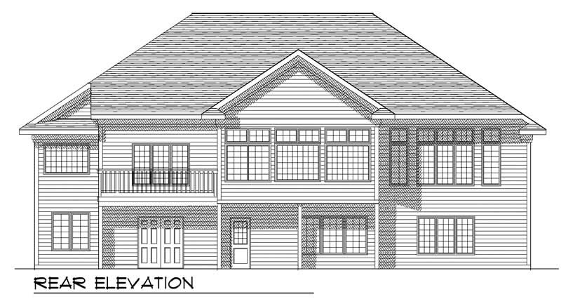 Home Plan Rear Elevation of this 4-Bedroom,2909 Sq Ft Plan -101-1266