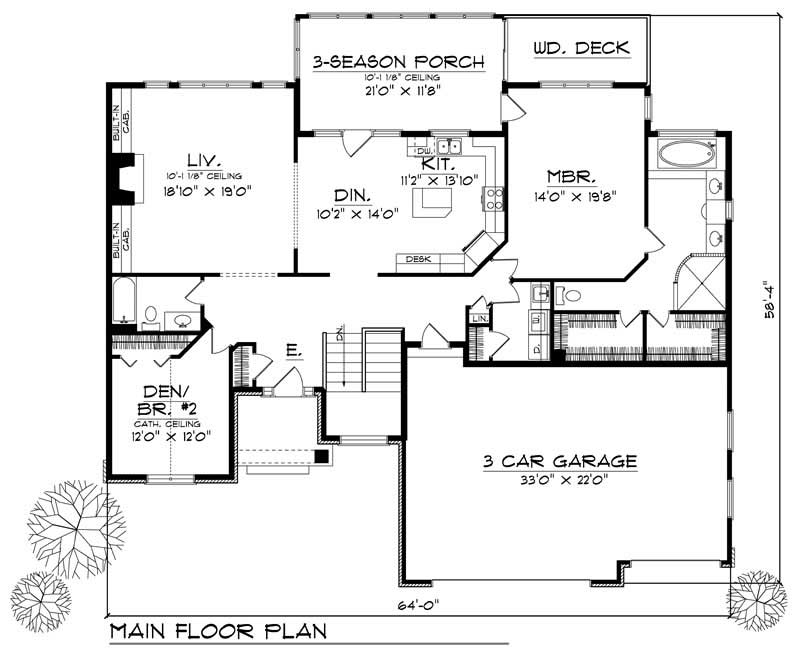 Floor Plan First Story of Country Plan #101-1266