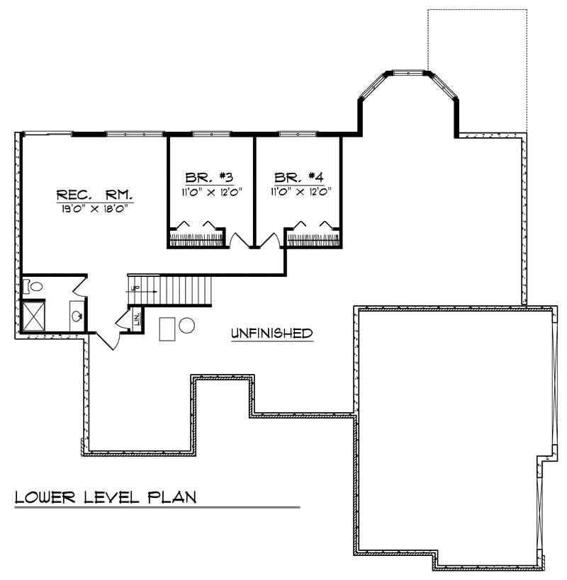 Floor Plan Basement of Craftsman Plan #101-1268