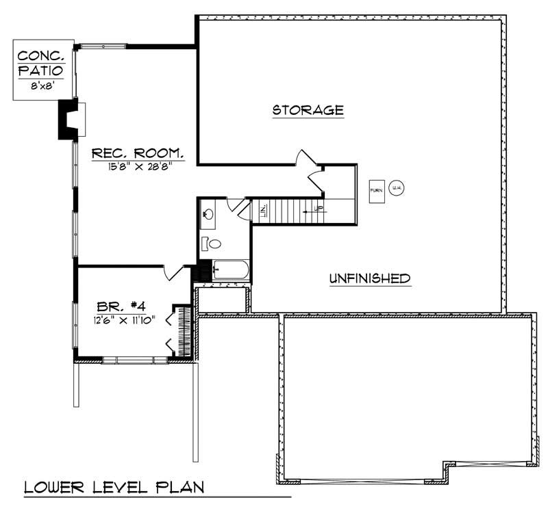 Floor Plan Basement of Country Plan #101-1270