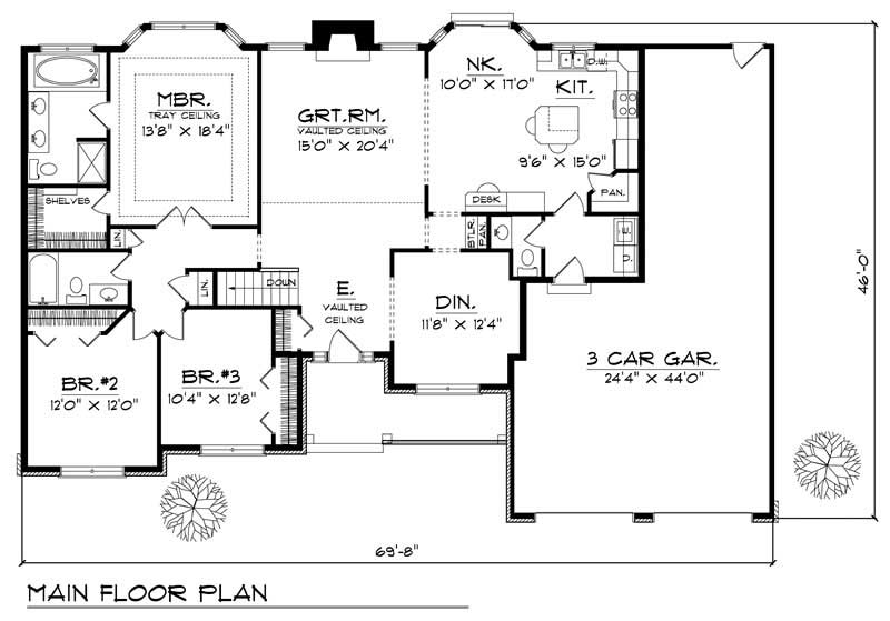 Floor Plan First Story of Country Plan #101-1277