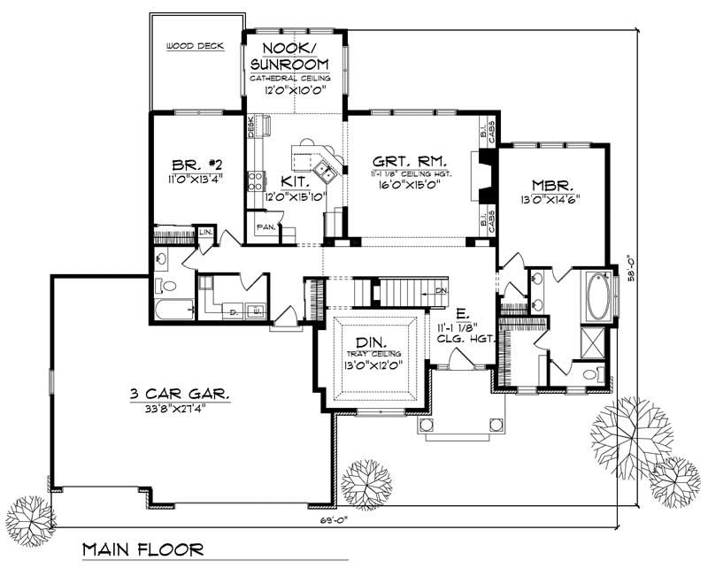 Floor Plan First Story of Country Plan #101-1278