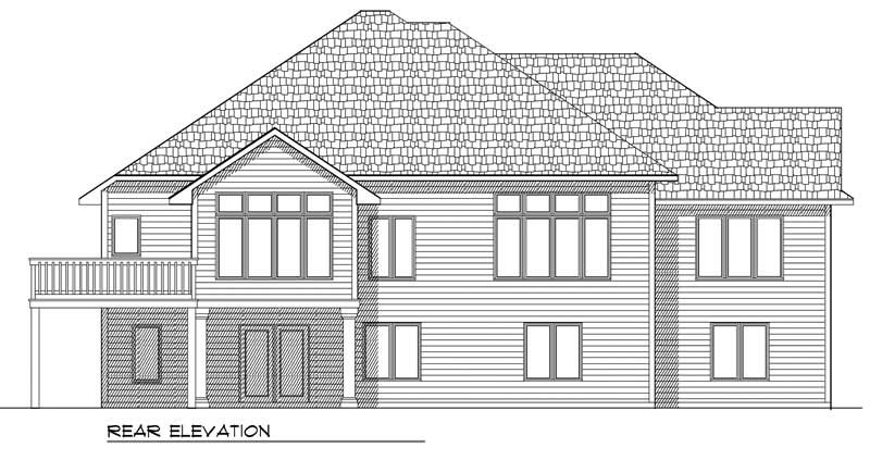 Home Plan Rear Elevation of this 4-Bedroom,3214 Sq Ft Plan -101-1283