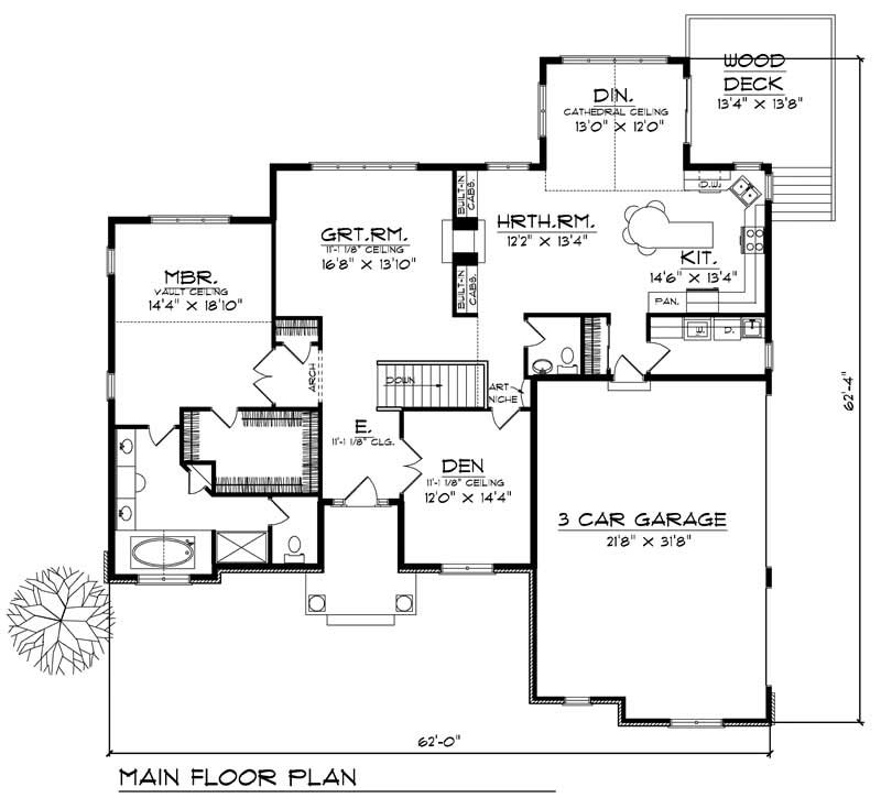 Floor Plan First Story of Country Plan #101-1283