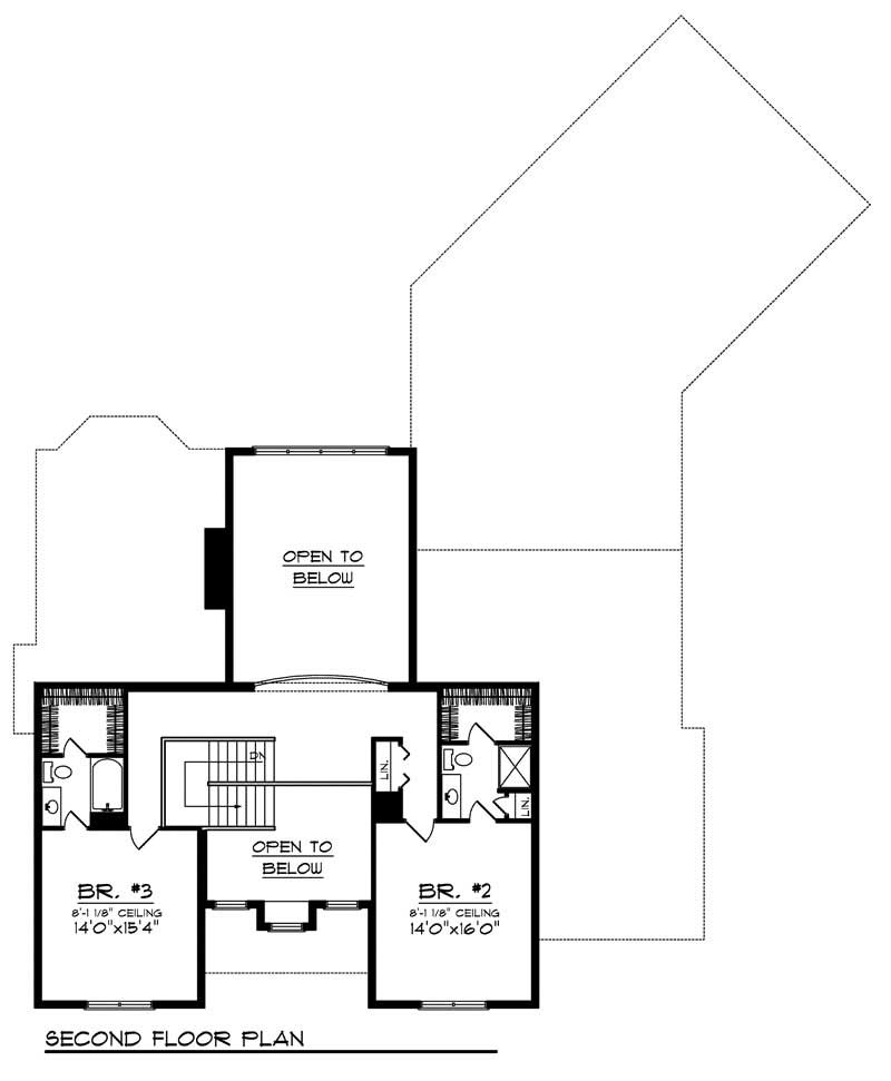 Floor Plan Second Story of European Plan #101-1286