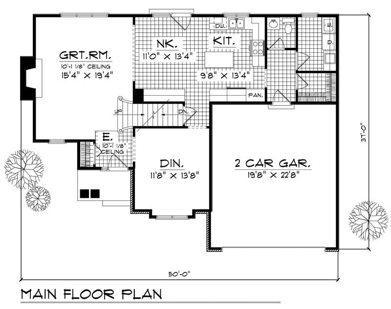 Floor Plan First Story of Craftsman Plan #101-1288