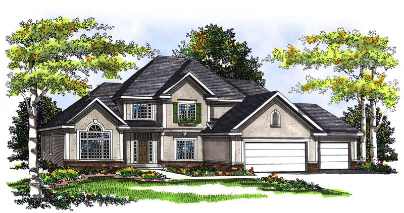 Front View of this 3-Bedroom, 3099 Sq Ft Plan - 101-1290