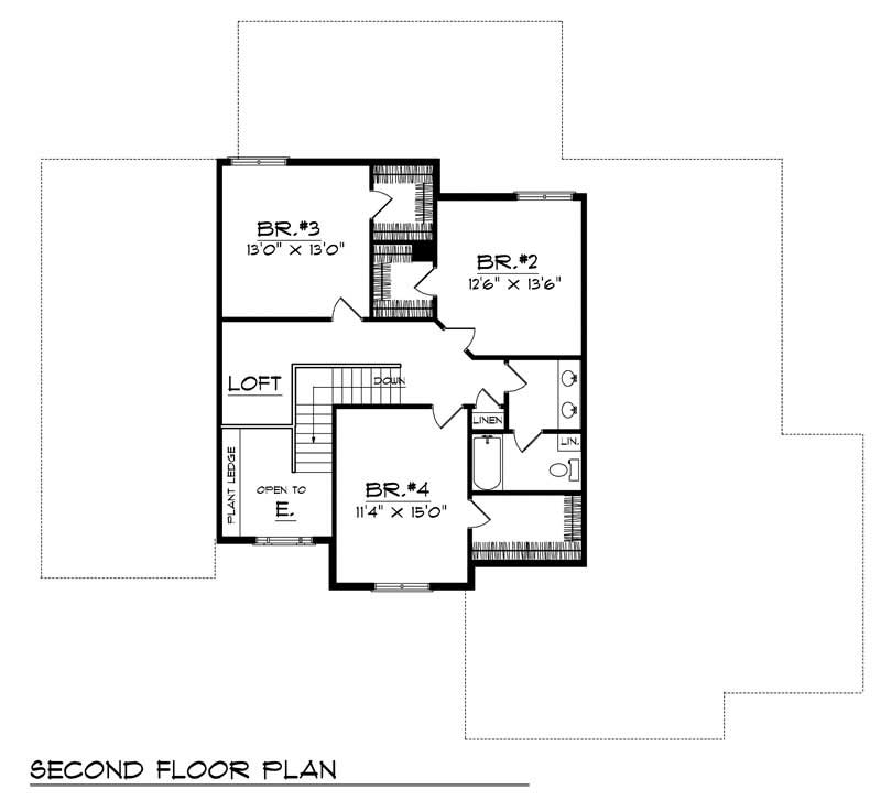 Floor Plan Second Story of Country Plan #101-1290