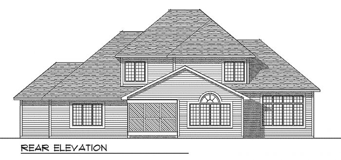 Home Plan Rear Elevation of this 3-Bedroom,3099 Sq Ft Plan -101-1290