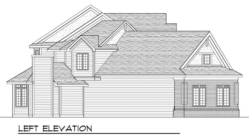 Home Plan Left Elevation of this 4-Bedroom,3491 Sq Ft Plan -101-1291