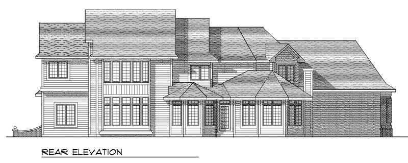 Home Plan Rear Elevation of this 4-Bedroom,3491 Sq Ft Plan -101-1291