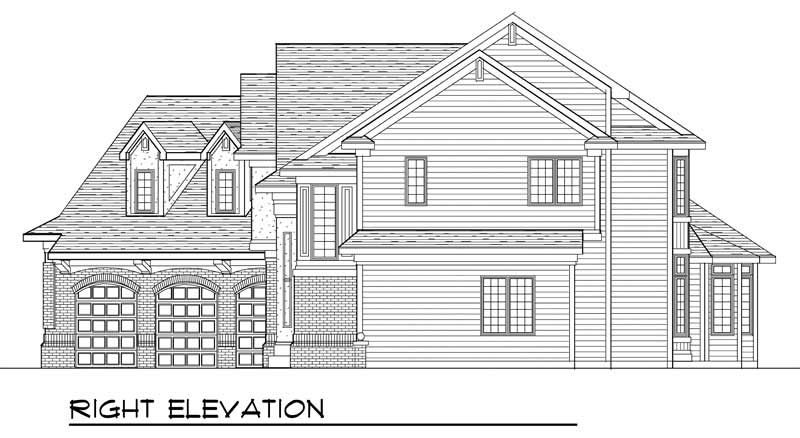 Home Plan Right Elevation of this 4-Bedroom,3491 Sq Ft Plan -101-1291