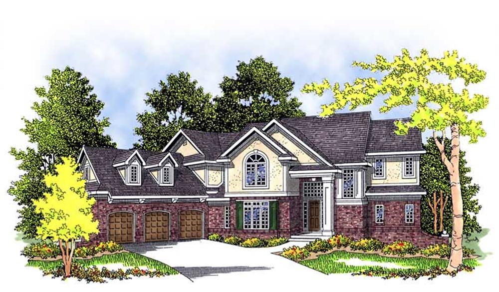 Front elevation of European home (ThePlanCollection: House Plan #101-1291)