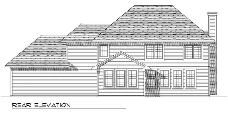 Home Plan Rear Elevation of this 4-Bedroom,3124 Sq Ft Plan -101-1292