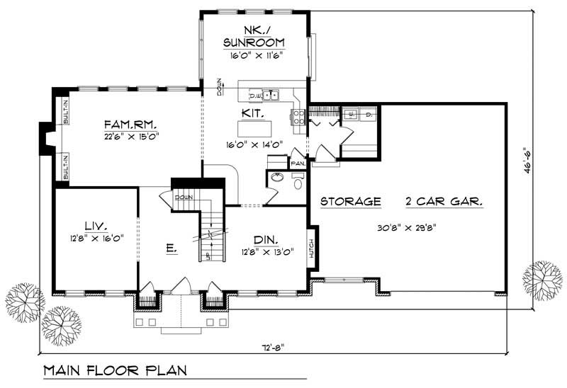 Floor Plan First Story of Craftsman Plan #101-1292